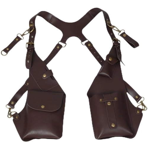 JXXUIRUIEEN Versteckte Pack Rucksack Leder Geldbörse Steampunk Retro Hosenträger Unterarmtasche(Braun) von JXXUIRUIEEN