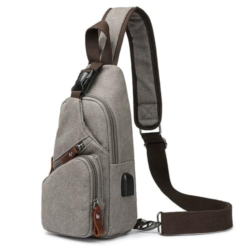 JXXUIRUIEEN Vintage Canvas Tasche Reise USB Umhängetasche für Frauen Männer(Colour 4) von JXXUIRUIEEN