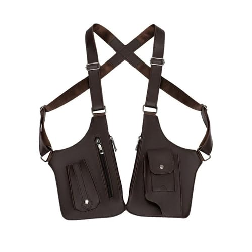 Versteckte Pack Rucksack Herren Weste Tasche Retro Umhängetasche Unterarmtasche(Braun) von JXXUIRUIEEN