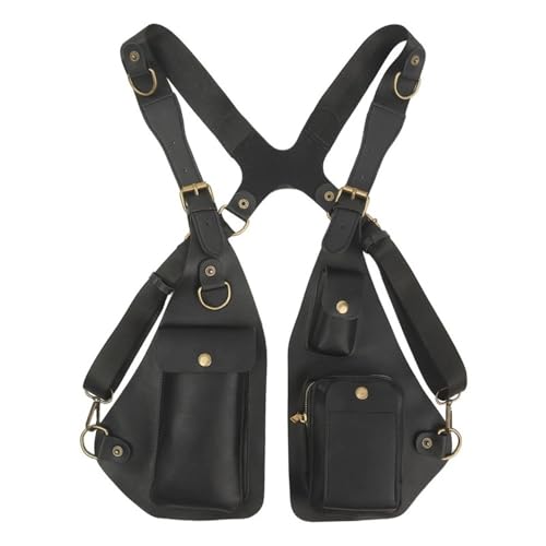 Versteckte Pack Rucksack Weste Tasche Hip-Hop Outdoor Herren Multifunktionstasche Brusttasche(Black) von JXXUIRUIEEN