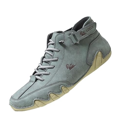 Barfußschuhe Herren Damen Leder Hoch Alpaca Barfußschuhe Cowboystiefel Italienische Mode Wanderschuhe Wasserdicht Sneaker Barefoot Shoes Bootsschuhe (Grün,43) von JXpxbao