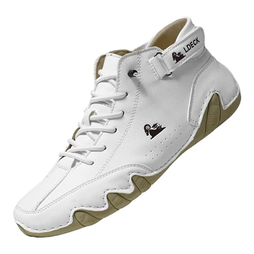 Barfußschuhe Herren Damen Leder Hoch Alpaca Barfußschuhe Cowboystiefel Italienische Mode Wanderschuhe Wasserdicht Sneaker Barefoot Shoes Bootsschuhe (weiß,41) von JXpxbao