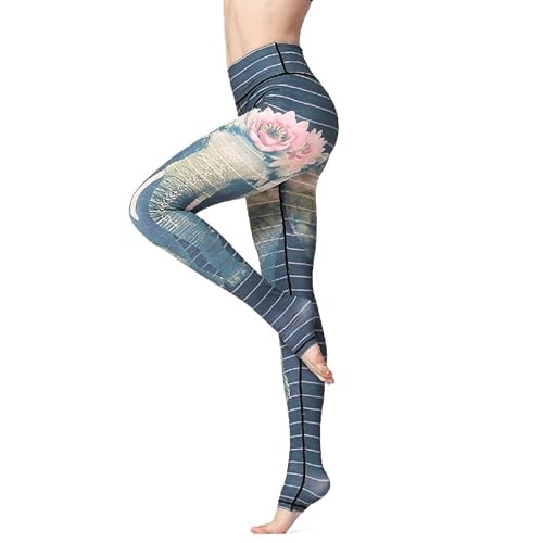 Bequeme Anti-Cellulite Leggings™ - Yoga Leggings Damen High Waist Yogahose - Stretch Kompressionshose mit Aufdruck für Frauen (Hk164,M) von JXpxbao