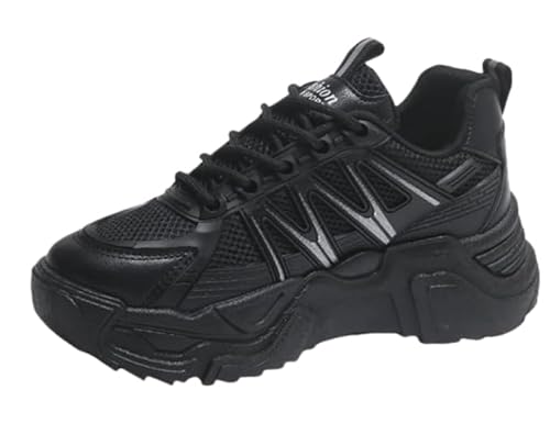 Chunky Sneaker Damen Plateau Schuhe Elevate Shoes Sneaker Turnschuhe Trainers Sportschuhe Fitnessschuhe Trainingsschuhe Fitnessstudio Elegant Schwarz Bequeme Keilabsatz (36,schwarz) von JXpxbao