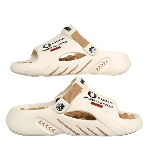 JXpxbao Comfy Non Slip Herren Stilvolle Clogs Atmungsaktive EVA Hausschuhe, Rutschen für Sommer Indoor Schuhe Herren Sandalen (Aprikose,44) von JXpxbao