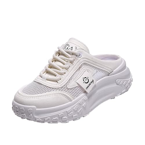 Damen Atmungsaktive Clogs Hausschuhe Gartenschuhe Frauen Schuhe Sommer Hohl Dicke Sohle Erhöhte Gewebt Casual Schuhe Modische Frauen Sandalen Pantoletten (Weiß,39) von JXpxbao