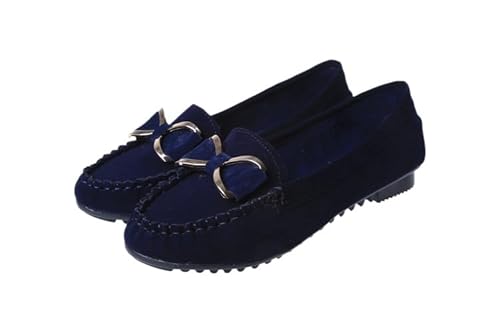 Damen Ballerinas Slip On Knit Kleid Schuhe Pumps Schuhe Runde Zehe Frauen Flach (dunkelblau,39) von JXpxbao