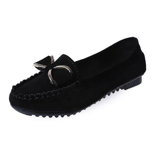 Damen Ballerinas Slip On Knit Kleid Schuhe Pumps Schuhe Runde Zehe Frauen Flach (schwarz,39) von JXpxbao