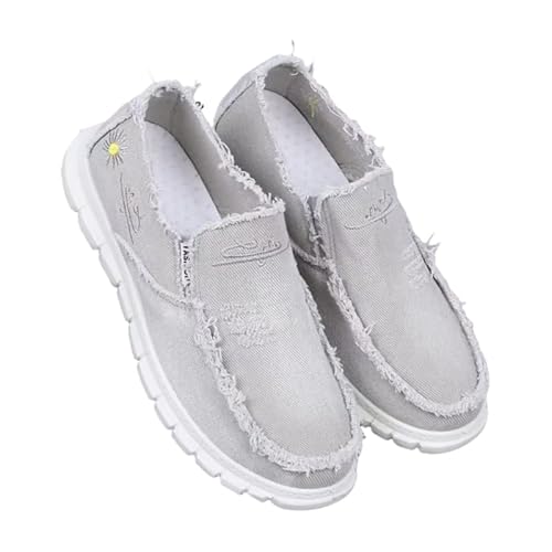 Damen Bequeme Nackte Slip-On-Loafer Für Herren Hautfreundliche Rutschfeste Innensohlen Walking-Freizeitschuhe Retro-Mode Leichte Und Atmungsaktive Herren Outdoor-Fitness-Joggingschuhe (Grau,43) von JXpxbao