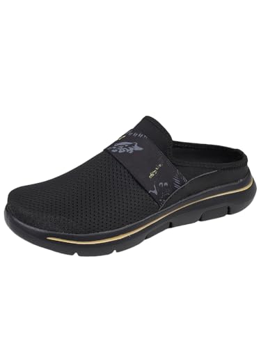 Damen Clogs Hausschuhe Gartenschuhe Sommer Badelatschen Strand Schuhe Sandalen，Geschlossene Zehenpartie mit Mesh-Ausschnitten (Ganz schwarz.,48) von JXpxbao