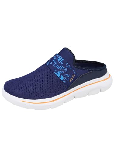 Damen Clogs Hausschuhe Gartenschuhe Sommer Badelatschen Strand Schuhe Sandalen，Geschlossene Zehenpartie mit Mesh-Ausschnitten (dunkelblau gelb,48) von JXpxbao