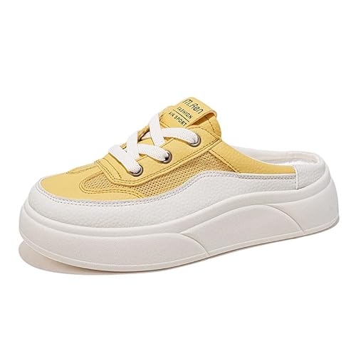 Damen Clogs Mule Clogs Für Damen Slip on Sandalen Hausschuhe Gartenschuhe Sommer Badelatschen Ohne Rücken Atmungsaktive Leicht Arbeitsclog Für Labor Arzt (Gelb,35) von JXpxbao