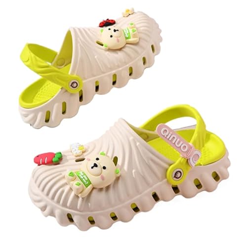 Damen Gardener Plattform Clogs Hausschuhe Leicht Pantoletten Slip on Slides Schuhe Gartenschuhe Atmungsaktiv Strand Sandalen Mit Cartoon Selbstgemachte Deko Schuh Schmuck (Beige,39) von JXpxbao