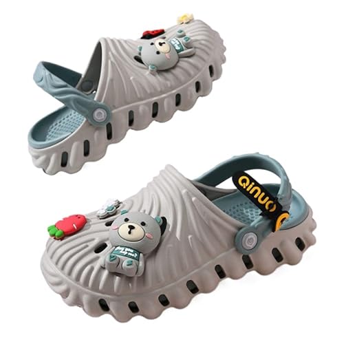 Damen Gardener Plattform Clogs Hausschuhe Leicht Pantoletten Slip on Slides Schuhe Gartenschuhe Atmungsaktiv Strand Sandalen Mit Cartoon Selbstgemachte Deko Schuh Schmuck (Grau,39) von JXpxbao