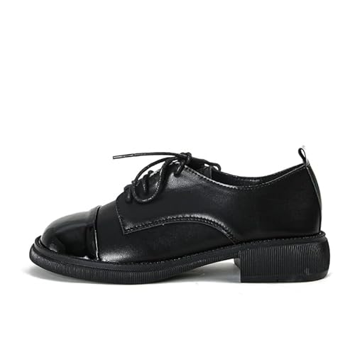 Damen Klassische Oxford Schnürhalbschuhe Businessschuhe Derby Brogues Für Frauen, Komfortabel Anzugschuhe (Schwarz,40) von JXpxbao