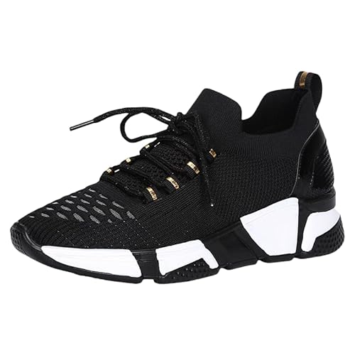 Damen Lace Up Tanzsneaker Damen Geteilte Sohle Luftkissen Modern Tanzschuhe Plattform Gr.34-41 (schwarz,37) von JXpxbao