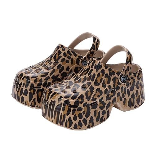 Damen Plateau Clogs Slip On Slides Schuhe Strandsandalen Gärtner Clog High Heels Pantoletten Hausschuhe Gartenschuhe Sandalen (Farbe 2,38) von JXpxbao