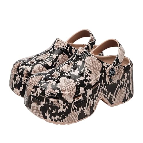 Damen Plateau Clogs Slip On Slides Schuhe Strandsandalen Gärtner Clog High Heels Pantoletten Hausschuhe Gartenschuhe Sandalen (Farbe 3,38) von JXpxbao
