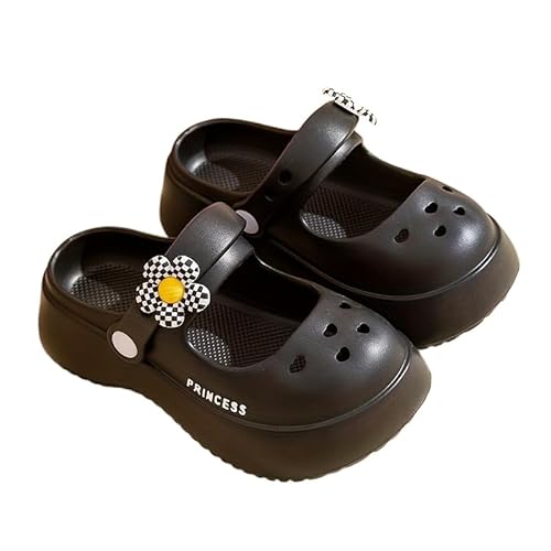 Damen Plateau Clogs Slip On Slides Schuhe Strandsandalen Gärtner Clog High Heels Pantoletten Hausschuhe Gartenschuhe Sandalen (Schwarz,38) von JXpxbao