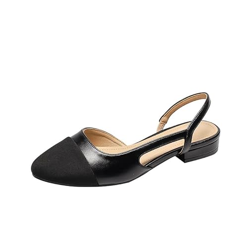 JXpxbao Damen Pumps Slingback Hochzeitsschuhe Damen Spangenpumps Tanzschuhe Sandaletten Mit Blockabsatz Einfache Arbeitsschuhe (Schwarz 2cm,38) von JXpxbao