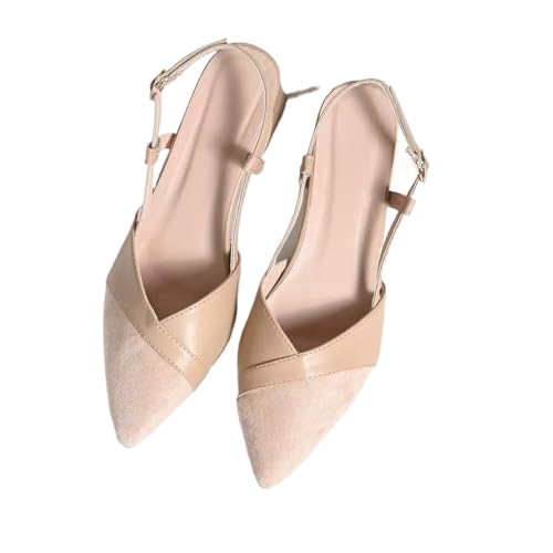 Damen Pumps Slingback Hochzeitsschuhe Damen Spangenpumps Tanzschuhe Sandaletten mit Blockabsatz (Aprikose,35) von JXpxbao