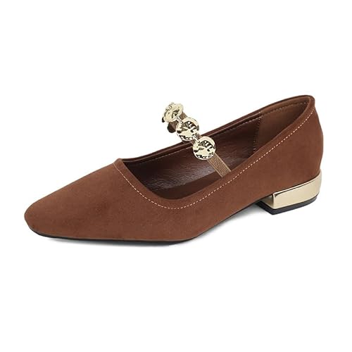 Damen Pumps Slingback Hochzeitsschuhe Damen Spangenpumps Tanzschuhe Sandaletten mit Blockabsatz (Kaffeefarbe,37) von JXpxbao