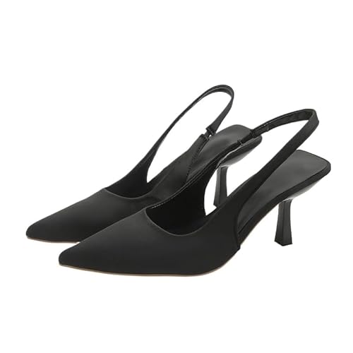 Damen Pumps Slingback Sandalen Pumps Für Damen Pointed Toe Kleid Partei Gericht Schuhe Kitten Heel Hochzeit Schuhe Perfekt Für Büro, Hochzeiten Und Partys (Schwarz,41) von JXpxbao