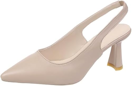 Damen Pumps Slingback Spitzenschuhe Mit Kitten Heel – Perfekt Für Büro, Hochzeiten Und Partys (38,Aprikose) von JXpxbao