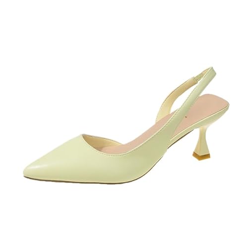 JXpxbao Damen Pumps Slingback Spitzenschuhe mit Kitten Heel – Perfekt für Büro, Hochzeiten und Partys (Fruchtgrün,37) von JXpxbao