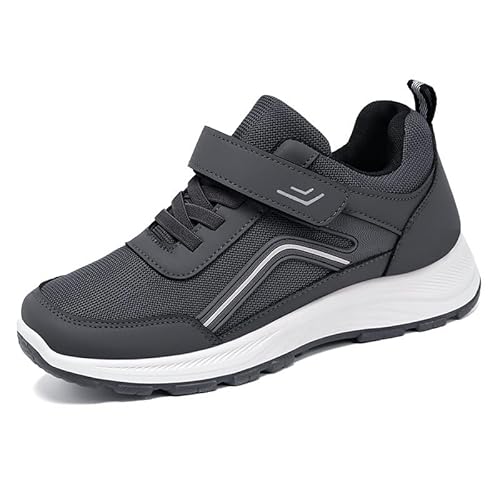 Damen Walking Schuhe Mit Klettverschluss Atmungsaktives Vermascht Krankenschwester Schuhe Leichtes Memory Schaum Luftkissen Herren Sneaker Sportschuhe Gym Bequem Freizeitschuhe (Grau-Mann-A,42) von JXpxbao