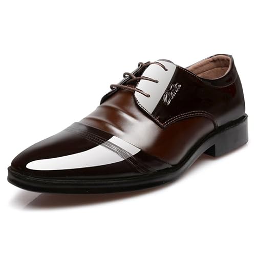 Ergonomisch Herren Anzugschuhe Schnürhalbschuhe Klassischer Business Derby Oxford Hochzeit Schuhe Schnürschuh Formale Moderne Freizeit Schuhe EU38-48 (Braun,47) von JXpxbao