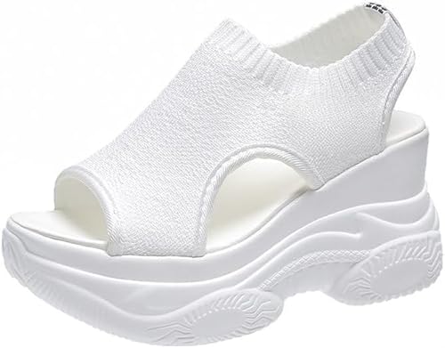 Frauen Peep Toe Plattform Turnschuhe Sommer Athletic Sport Walking Sandalen Bogen Unterstützung Comfy Orthotic Sandale Slip Ons (Weiß,39) von JXpxbao