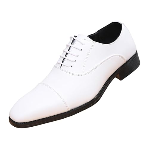 Herren Anzugschuhe Ergonomisch Schnürhalbschuhe Klassischer Business Schnürschuh Derby Oxford Hochzeit Schuhe Formale Freizeit Schuhe (Weiß,43) von JXpxbao