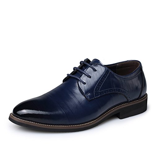Herren Anzugschuhe Schnürhalbschuhe Klassischer Business Derby Oxford Hochzeit Schuhe Schnürschuh Formale Moderne Freizeit Schuhe EU38-47 (Blau,42) von JXpxbao