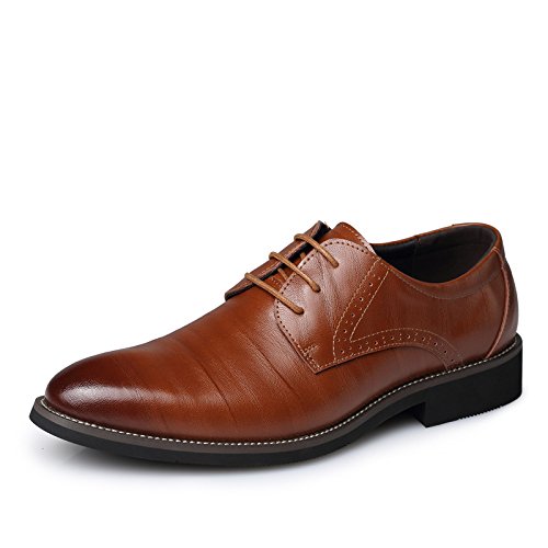 Herren Anzugschuhe Schnürhalbschuhe Klassischer Business Derby Oxford Hochzeit Schuhe Schnürschuh Formale Moderne Freizeit Schuhe EU38-47 (Gelb,42) von JXpxbao