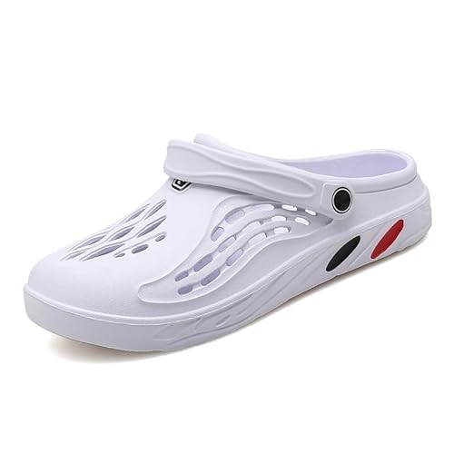Herren Damen Hausschuhe Gartenschuhe Sommer Badelatschen Strand Schuhe Sandalen Pantoletten, Plattform Clogs Herren, Sommerschuhe Ergonomische Orthopädische Clogs Unisex Gr.36-48 (Weiß,41) von JXpxbao