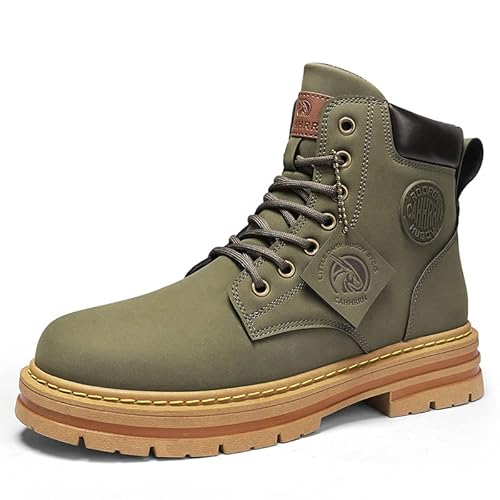 Herren Stiefelette Wanderstiefel Motorrad Stiefel Wasserdichte Outdoor-Trekkingstiefel Mid Kletterschuhe Bergsteigen Klettern Wandern Schuhe Hiking Boots Für Arbeiten, Camping, Outdoor (Grün,41) von JXpxbao