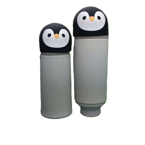 JXpxbao 2-in-1-Federmäppchen Aus Weichem Silikon – Süßes Federmäppchen, Federmäppchen Mit Tiermotiv, Federmäppchen, Federmäppchen, Federmäppchen Für Jungen Und Mädchen (Biene) (Pinguin 2) von JXpxbao
