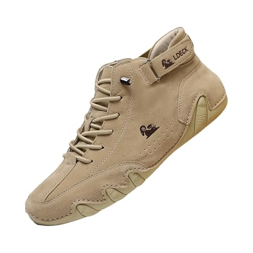 JXpxbao Alpaca Barfuss Schuhe, Alpaca Herren Damen Barfußschuhe Traillaufschuhe Fitnessschuhe Minimalistische Breiter Zehenbox Leder-Barfußschuh Unsex (Khaki,43) von JXpxbao