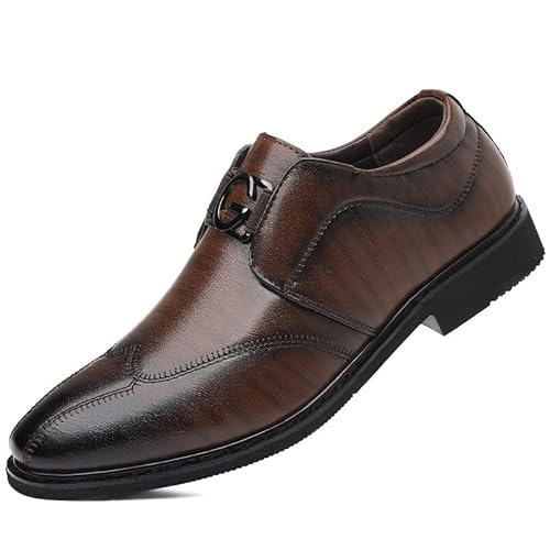 JXpxbao Anzugschuhe Herren Mokassin Slipper Slip Loafer Business Schuhe Klassischer Derby Oxford Lederschuhe Hochzeit Schuhe Schwarz Braun 39-47 (Braun,41) von JXpxbao