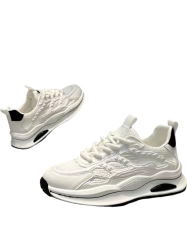 JXpxbao Atmungsaktive Herren-Sneaker Mit Weicher Sohle – Niedrige Stoff-Sneaker Mit Schnürverschluss Für Fitnessstudio, Laufen Und Gehen (40,Weiß und Schwarz) von JXpxbao