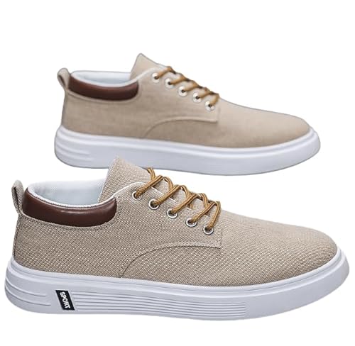JXpxbao Atmungsaktive Herren-Sneaker Mit Weicher Sohle – Niedrige Stoff-Sneaker Mit Schnürverschluss Für Fitnessstudio, Laufen Und Gehen (Khaki,41) von JXpxbao