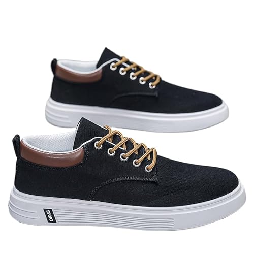 JXpxbao Atmungsaktive Herren-Sneaker Mit Weicher Sohle – Niedrige Stoff-Sneaker Mit Schnürverschluss Für Fitnessstudio, Laufen Und Gehen (schwarz,40) von JXpxbao