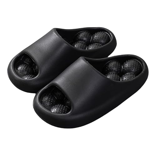 JXpxbao Badelatschen Herren Badeschlappen rutschfeste Leichte Bequeme Eva Duschhausschuhe Massage-Hausschuhe Sommer Badelatschen Unisex Badeschuhe Schlappen (Schwarz,40) von JXpxbao