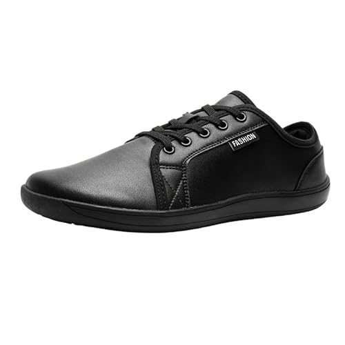 JXpxbao Barfussschuhe rutschfest Atmungsaktive Flache, Herren Barfussschuhe Herbst Minimalistische Trekkingschuhe Wanderschuhe (47,schwarz) von JXpxbao
