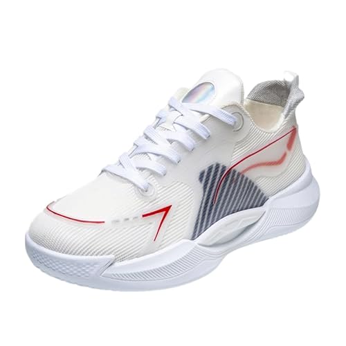 JXpxbao Basketballschuhe Für Herren Hohe Freizeitschuhe Bequemer Sportschuh Modischer Leichter Sneaker (Weiß und Rot,43) von JXpxbao