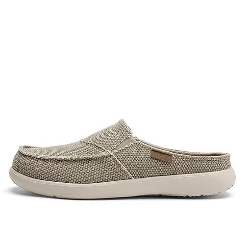 JXpxbao Bequeme Slip-On-Pantoletten Aus Segeltuch Für Herren, Leichte, Atmungsaktive Schuhe Mit Offenem Rücken, Rutschfeste Hausschuhe Mit Geschlossener Zehenpartie Für Den Außenbereich (Khaki,43) von JXpxbao