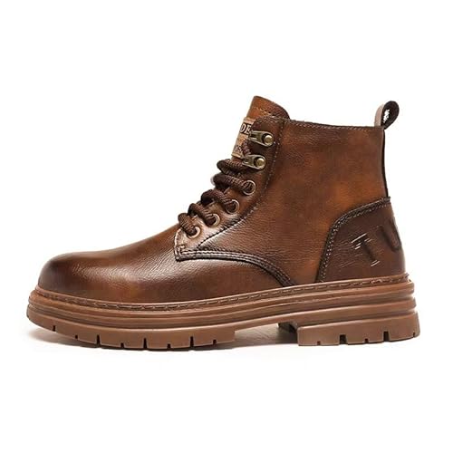JXpxbao Chukka Stiefel Für Herren Casual Retro Schnürstiefel Motorradstiefel Stiefeletten Klassische Lederstiefel Herren Boots Biker Freizeitschuhe (Braun,41) von JXpxbao