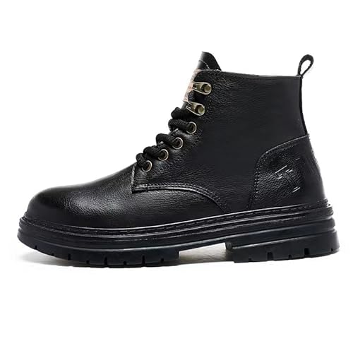 JXpxbao Chukka Stiefel Für Herren Casual Retro Schnürstiefel Motorradstiefel Stiefeletten Klassische Lederstiefel Herren Boots Biker Freizeitschuhe (Schwarz,42) von JXpxbao