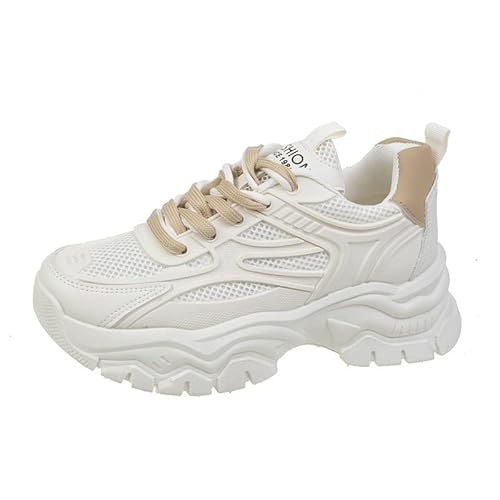 JXpxbao Chunky Sneaker Damen Chunky Mesh Turnschuhe Für Damen Modische Plateau-Lässige Schuhe Bequeme Keilabsatz Sneaker Vielseitige (Aprikose,40) von JXpxbao
